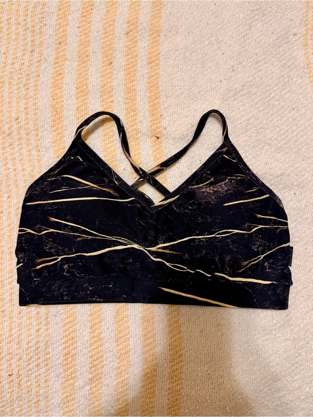 LiCi Fit Black with Gold Marble-Print Convertible Bra - M/L